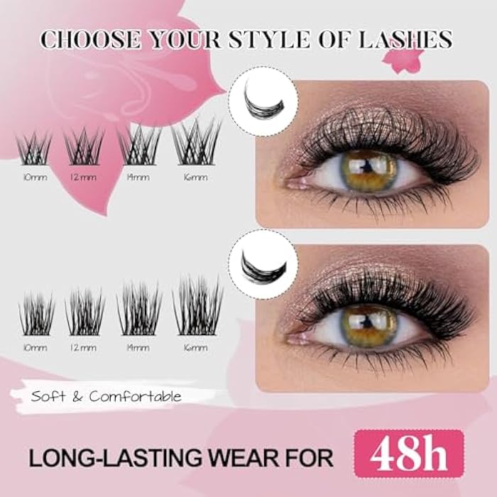 Lash Extension Kit, Individual Lashes with Lash Glue Bond and Seal, 200 Cluster Lashes 8~16mm Natural Look Lash Clusters False Eyelash Extension Kit (MIX) - Image 5
